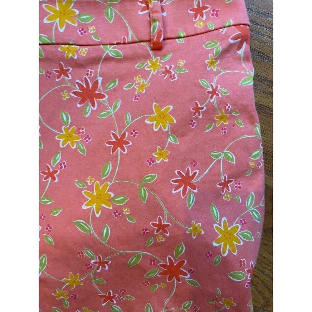 Willi Smith Women's Size 8 Orange Floral Crop Pants Casual Straight Leg - Picture 3 of 7
